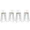 Simpli Home - Rayne Metal and Wood Counter Height Stool (Set of 4) - White