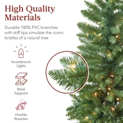 Best Choice Products 6ft Prelit Pencil Christmas Tree, Spruce Style Holiday Decor w/ 618 Tips, 250 Lights, Base