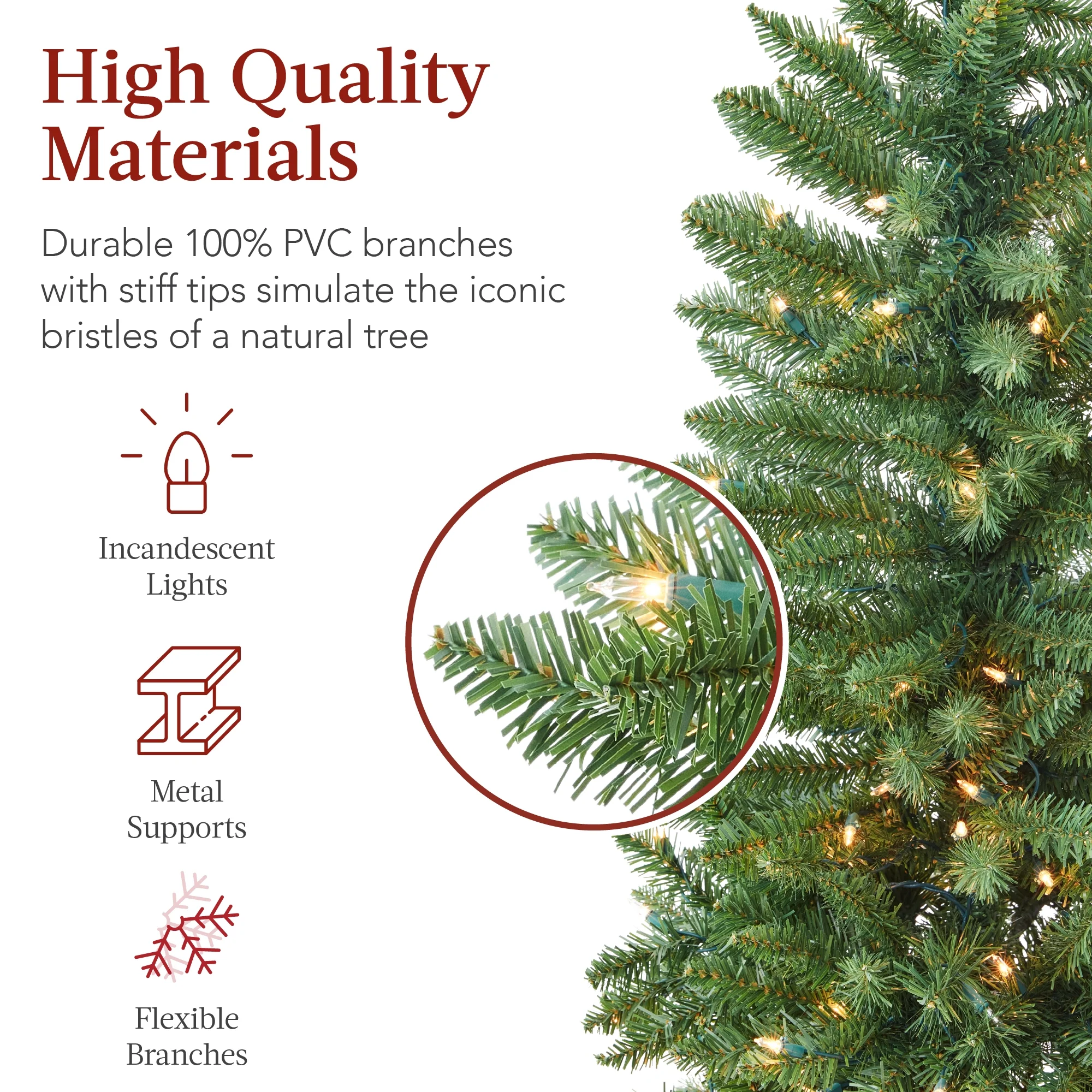 Best Choice Products 6ft Prelit Pencil Christmas Tree, Spruce Style Holiday Decor w/ 618 Tips, 250 Lights, Base