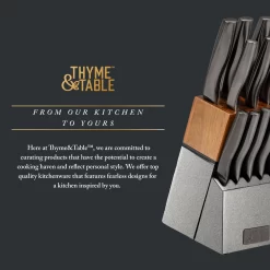 Thyme & Table 15-Piece Knife Block set with Sharpener, Gunmetal