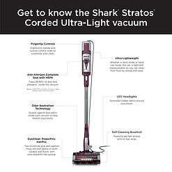 Shark Stratos UltraLight Corded Stick Vacuum with DuoClean PowerFins HairPro, Self-Cleaning Brushroll, HZ3000