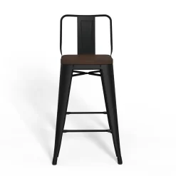 Simpli Home - Rayne Metal and Wood Counter Height Stool (Set of 4) - Black