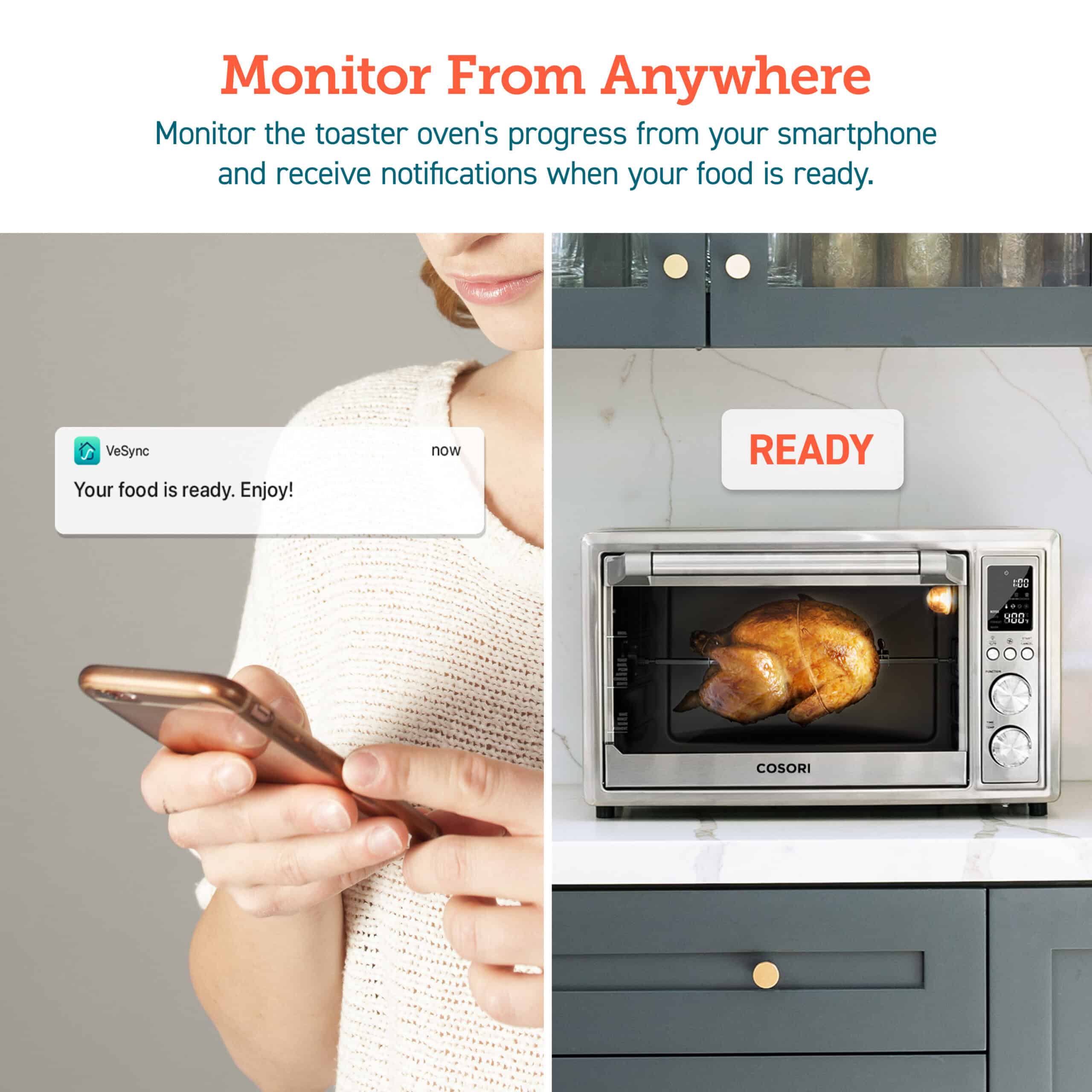 COSORI Smart New Air Fryer Toaster Oven, Large 32-Quart, Stainless Steel, Silver