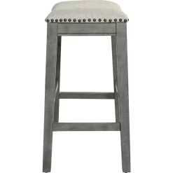 OSP Home Furnishings - Contemporary Wood Saddle Stool (Set of 2) - Gray
