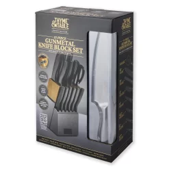 Thyme & Table 15-Piece Knife Block set with Sharpener, Gunmetal