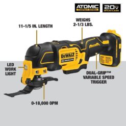 DEWALT ATOMIC 20V MAX Cordless Brushless Oscillating Multi Tool with (1) 20V 2.0Ah Battery and Charger