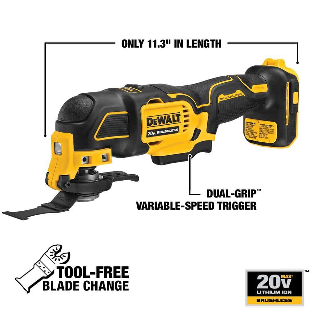 DEWALT ATOMIC 20V MAX Cordless Brushless Oscillating Multi Tool with (1) 20V 2.0Ah Battery and Charger