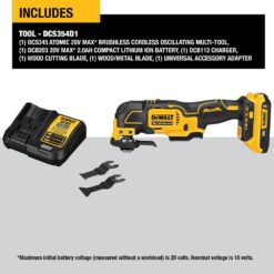 DEWALT ATOMIC 20V MAX Cordless Brushless Oscillating Multi Tool with (1) 20V 2.0Ah Battery and Charger