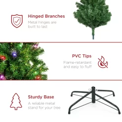 Best Choice Products 6ft Pre-Lit Premium Hinged Artificial Christmas Pine Tree w/ 1,000 Tips, 250 LED Lights, Metal Base