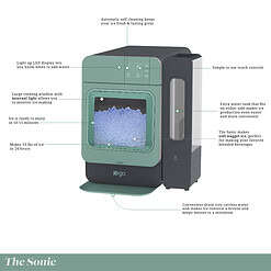 Orgo Sonic Countertop Ice Maker 33 lbs “Capacity” Nugget Ice Maker, Stainless Steel, Sage