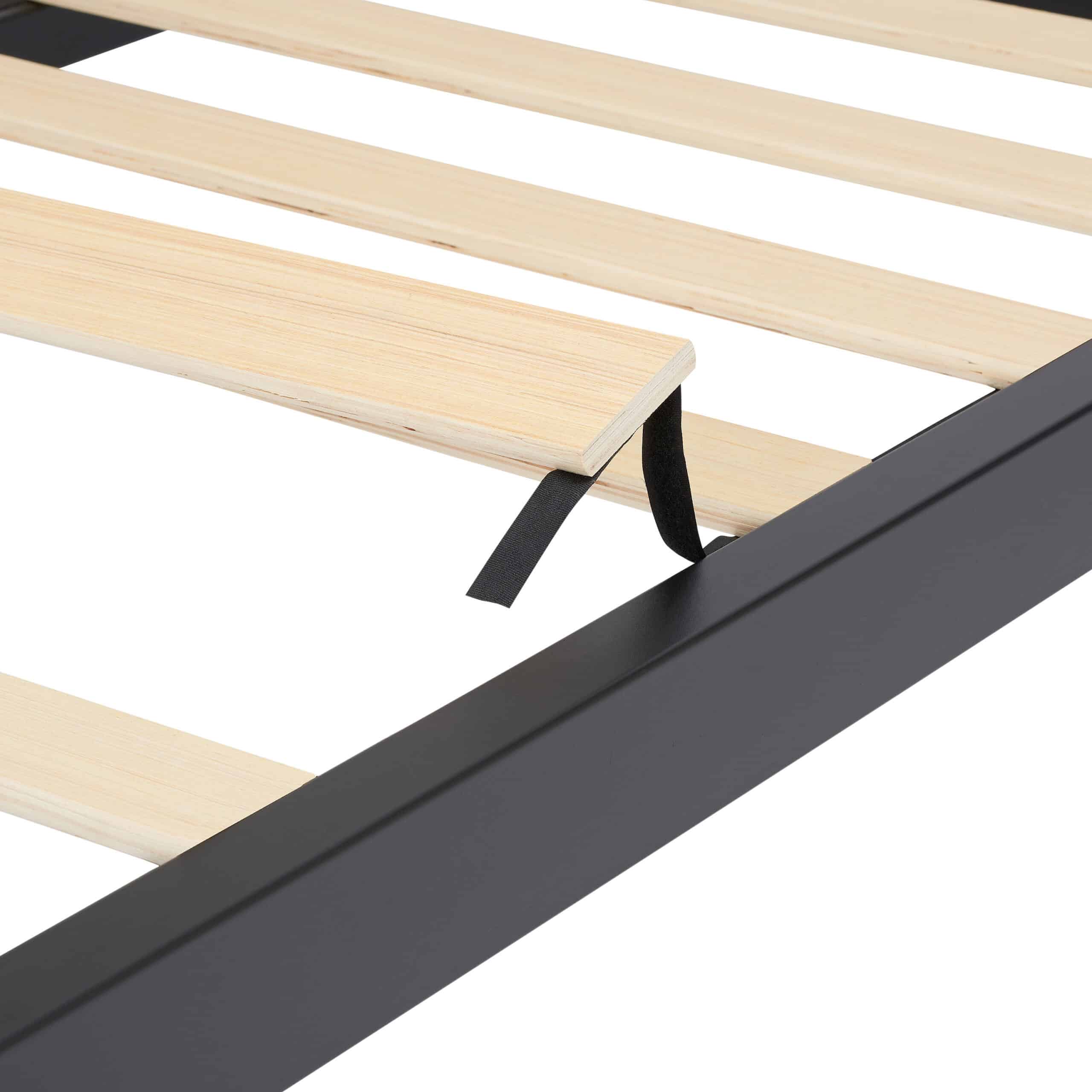 Mainstays King 14" Metal Platform Bed Frame with Wood Slats, Storage Space Under Frame, No Box Spring Required, Black/Wood