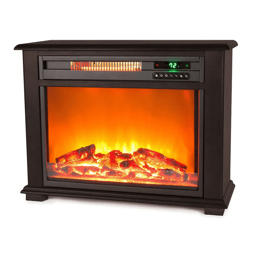 Lifesmart 3-Quartz Infrared Fireplace Heater - Dark Walnut