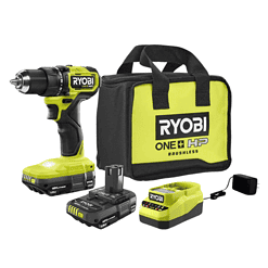 RYOBI ONE+ HP 18V Brushless Cordless Compact 1/2in. Drill/Driver Kit with (2) 1.5 Ah Batteries and Charger