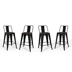 Simpli Home - Rayne Metal and Wood Counter Height Stool (Set of 4) - Black