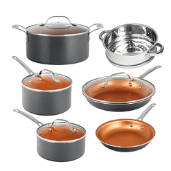 Gotham Steel Nonstick Pots and Pans 10 Piece Kitchen Ceramic Cookware Set Cooking Frying Skillet Sauce Pan Gray
