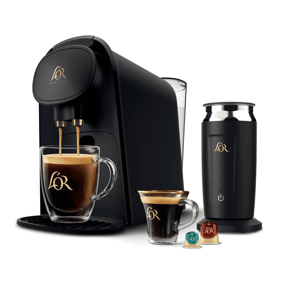 L'OR Barista System Coffee and Espresso Machine Combo with Frother, Matte Black