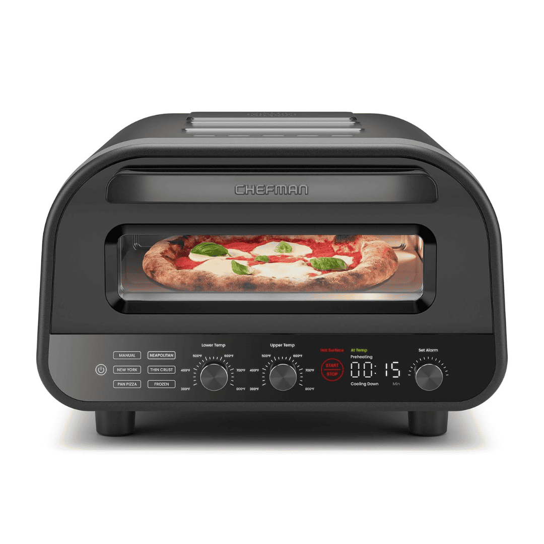 CHEFMAN Indoor Pizza Oven - Makes 12 Inch Pizzas in Minutes, Heats up to 800°F - Countertop Electric Pizza Maker - Stainless Black