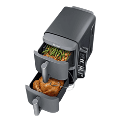 Ninja - Smart DoubleStack XL 2-Basket Air Fryer with Leave-in Thermometer, 10 QT, 6-in-1 Smart Cook System, Space Saving Design - Deep Gray