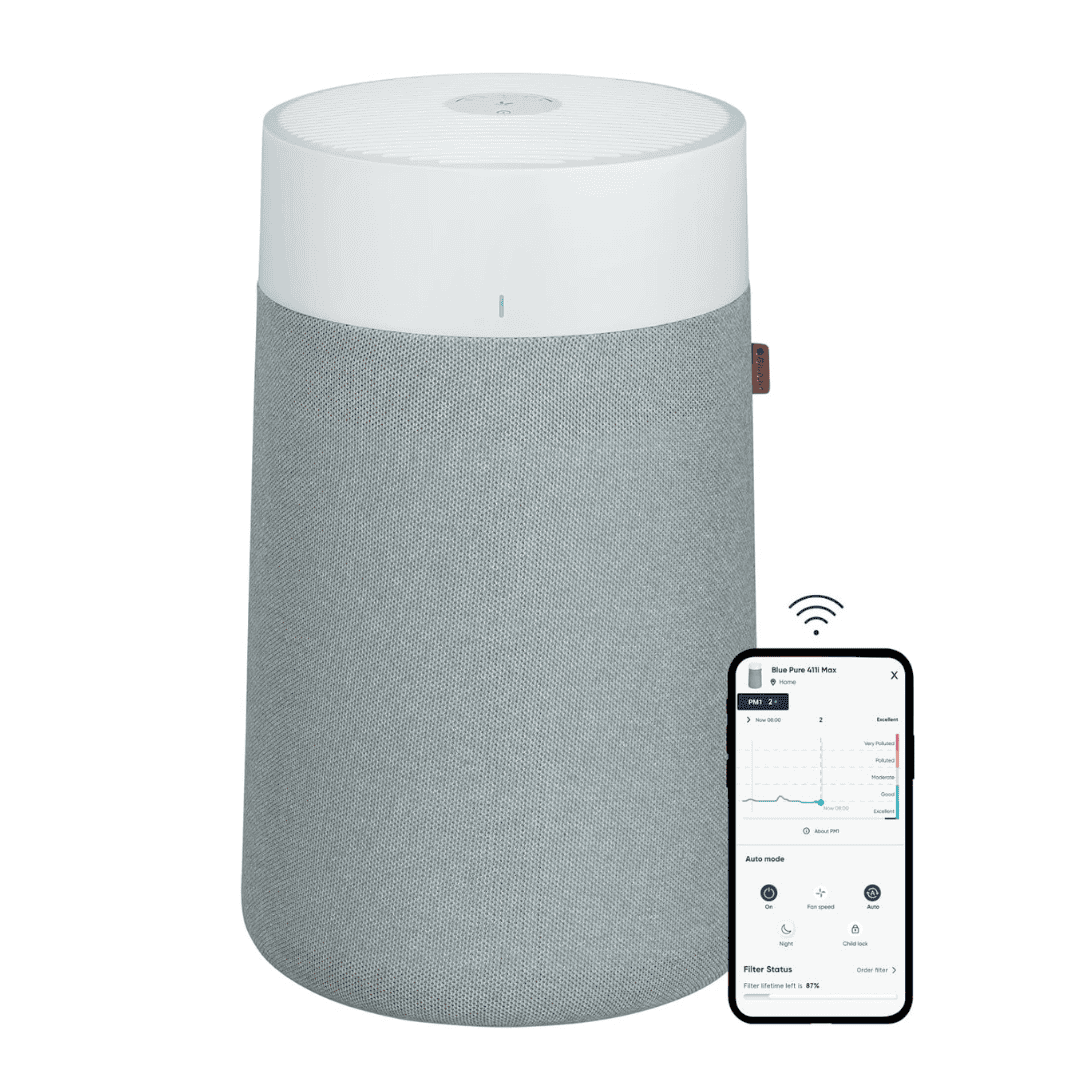 BLUEAIR Air Purifiers for Small Rooms, Bedroom, Cleans 1,052 sqft in one hour, HEPASilent Air Cleaner for Home, Baby, Nursery, Pets, Allergies, Virus - Blue Pure 411i Max