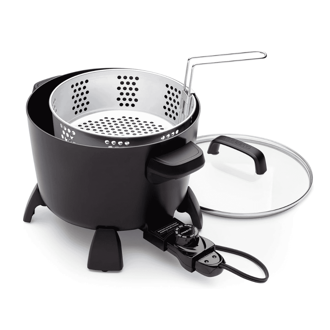 Presto 8-Quart Big Kettle, Steamer and Deep Fryer Multi-Cooker, Black