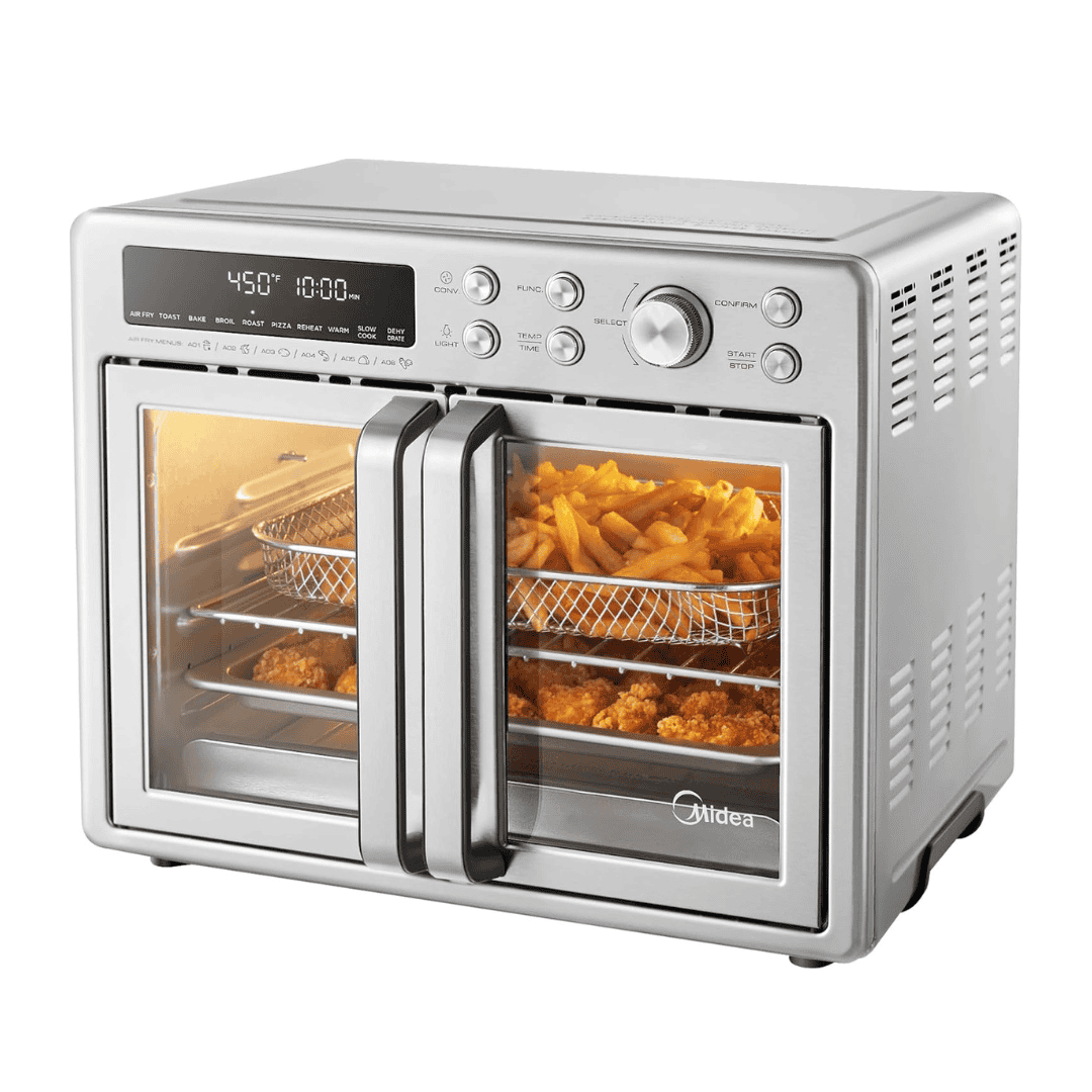 Midea Flexify French Door Toaster Oven Air Fryer Combo, 26.4 QT, Extra Large Air Fryer Countertop Oven 10-in-1 Combo, Stainless Steel
