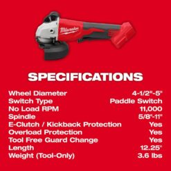 Milwaukee M18 18V Lithium-Ion Brushless Cordless 4-1/2 in./5 in. Grinder w/Paddle Switch (Tool-Only)