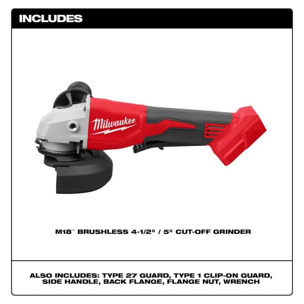 Milwaukee M18 18V Lithium-Ion Brushless Cordless 4-1/2 in./5 in. Grinder w/Paddle Switch (Tool-Only)
