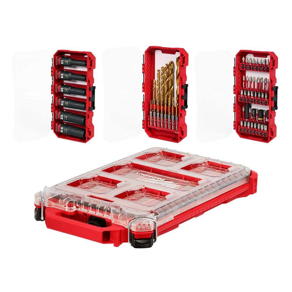 Milwaukee SHOCKWAVE Impact Duty Alloy Steel Screw Driver Bit Set with PACKOUT Case (60-Piece)