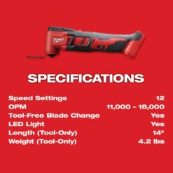 Milwaukee M18 18V Lithium-Ion Cordless Oscillating Multi-Tool Kit with one 1.5 Ah Battery & Charger