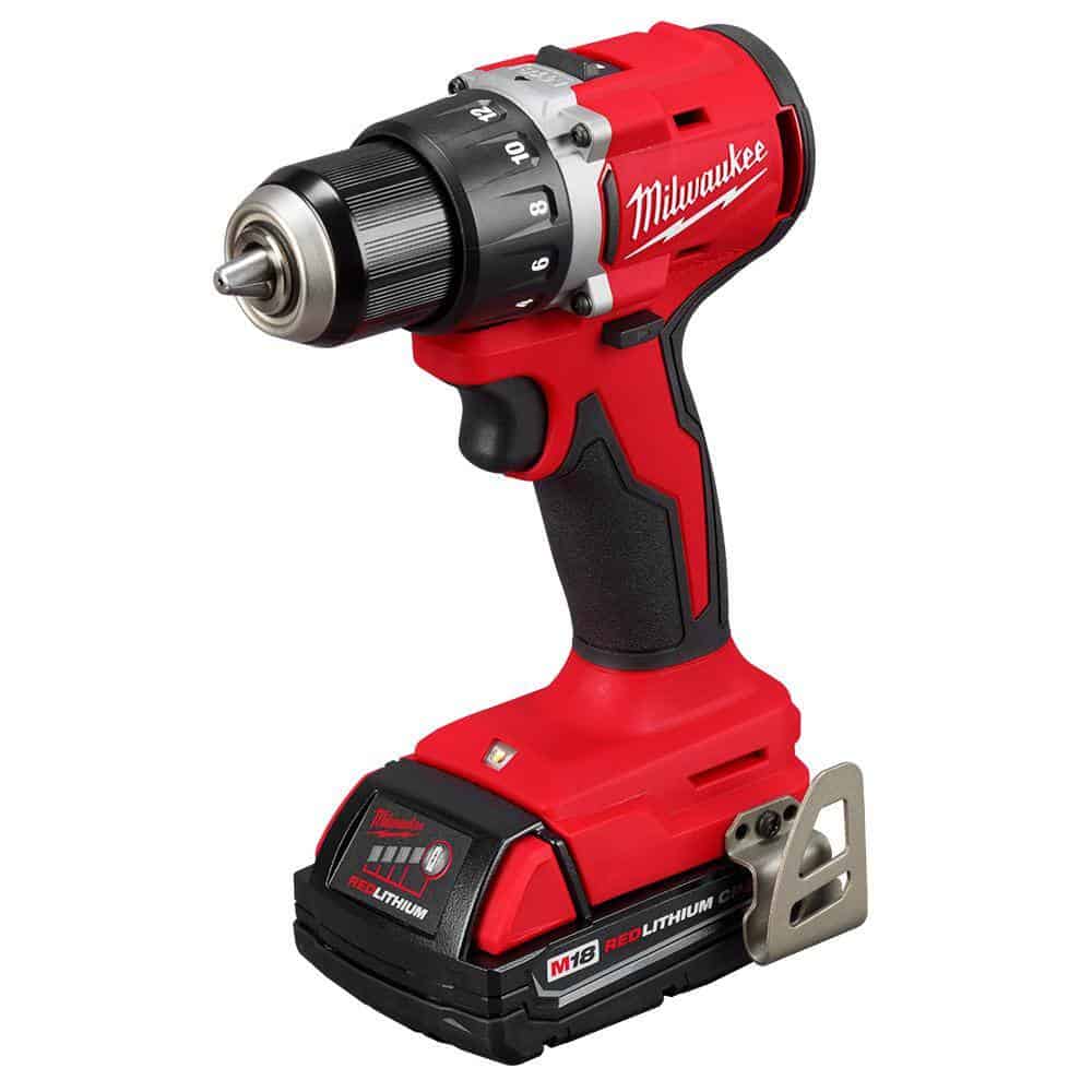 Milwaukee 3601-22CT M18 18V Lithium-Ion Brushless Cordless 1/2 in. Compact Drill/Driver Kit with Two 2.0 Ah Batteries, Charger and Case