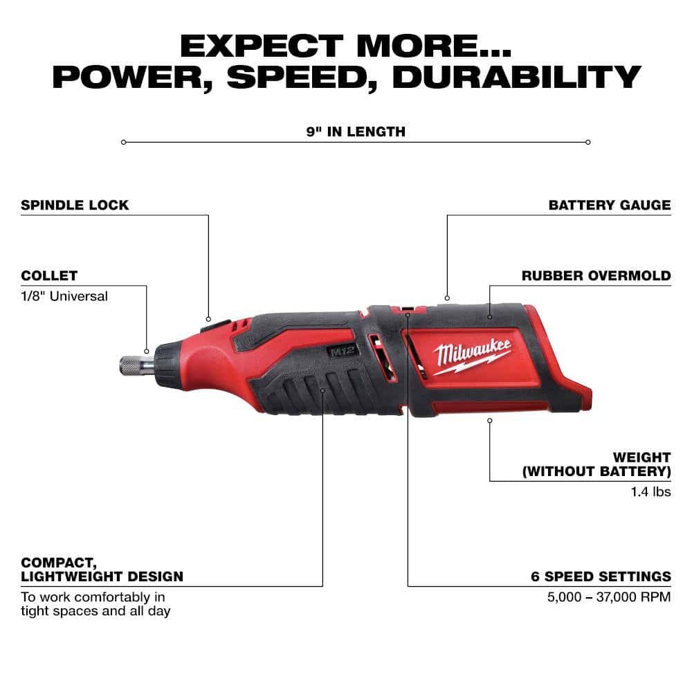 Milwaukee M12 12V Lithium-Ion Cordless Rotary Tool (Tool-Only)