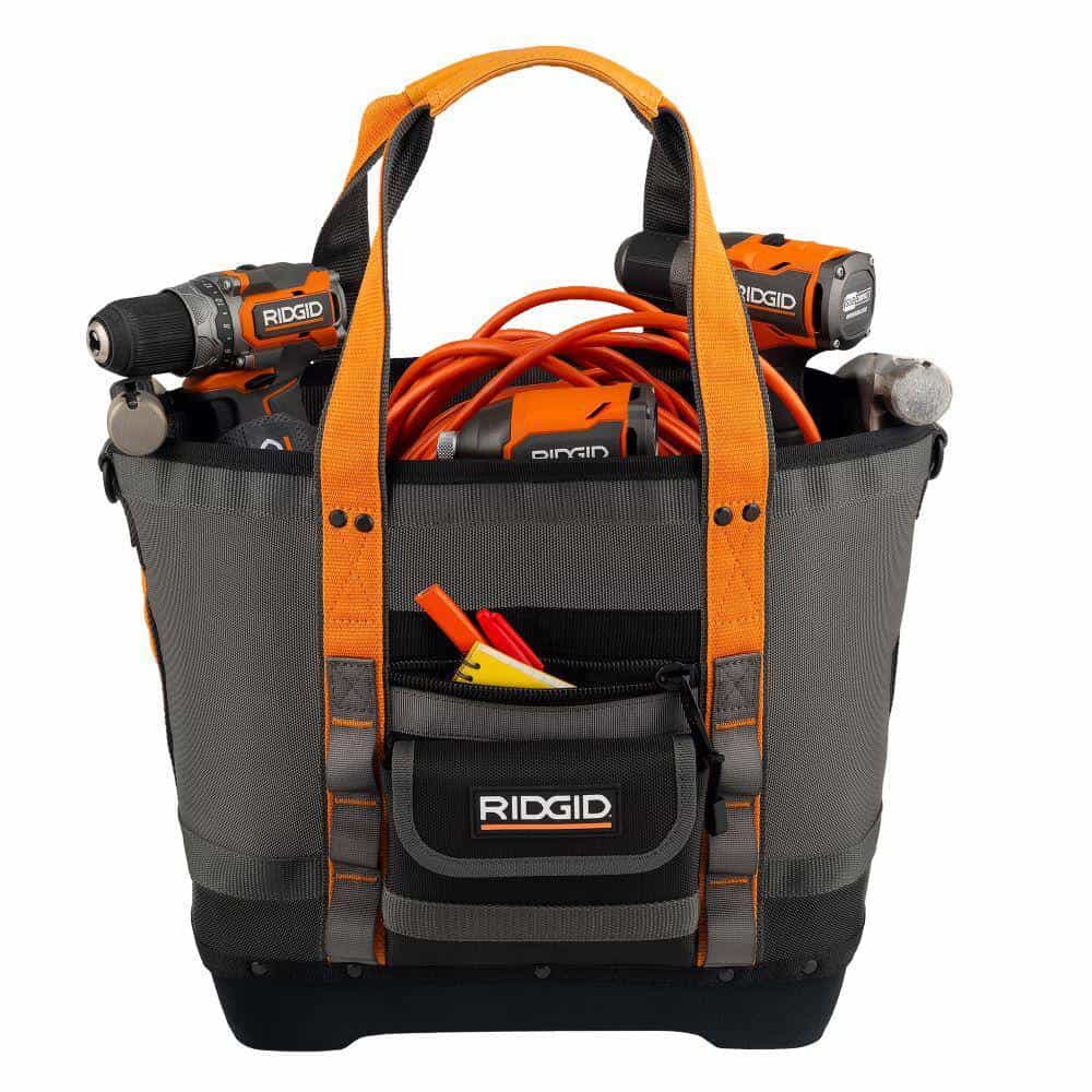 RIDGID 14 in. 5 Pocket Professional Grade Open Tool Tote
