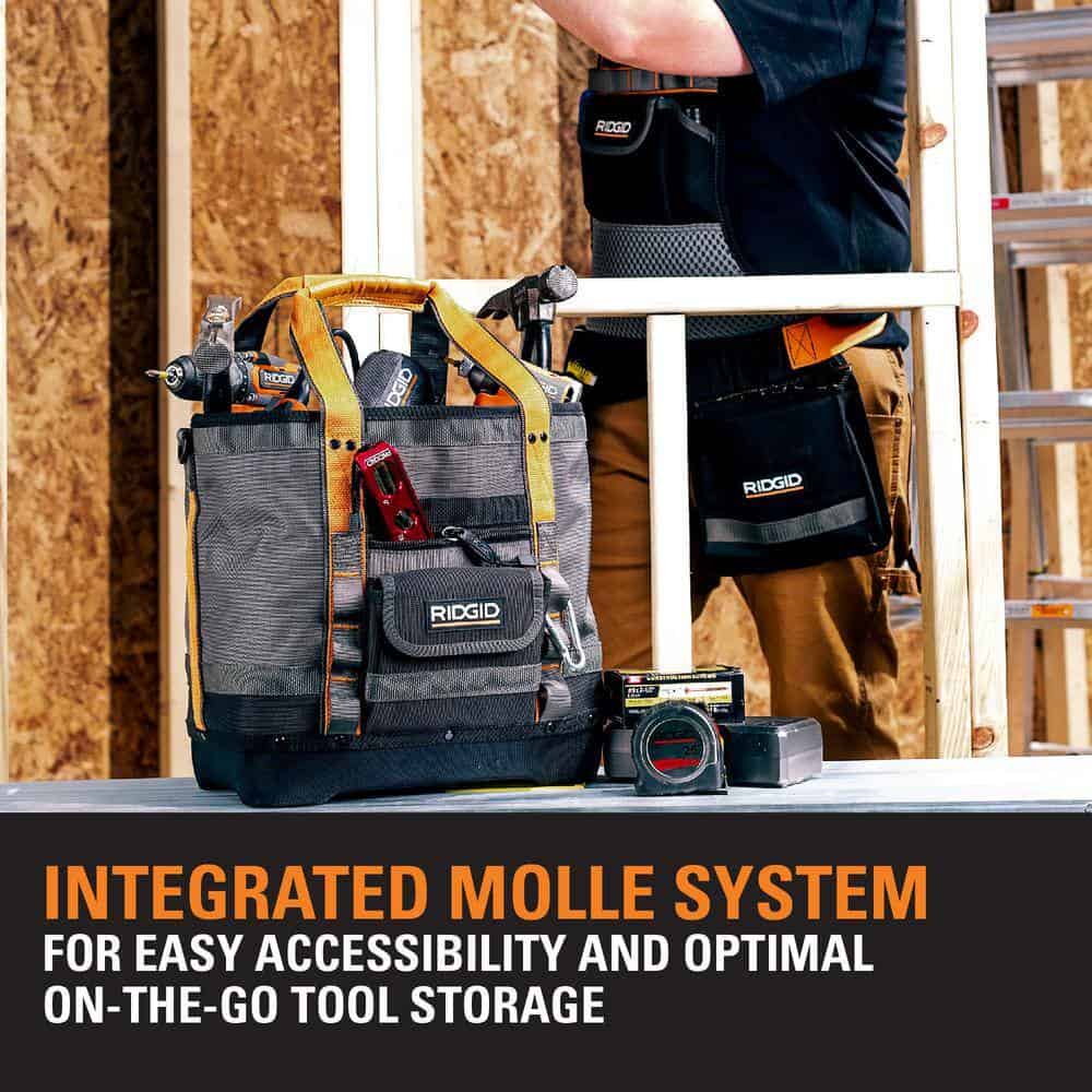 RIDGID 14 in. 5 Pocket Professional Grade Open Tool Tote