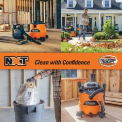 RIDGID HD1600B 16 Gallon 6.5 Peak HP NXT Shop Vac Wet Dry Vacuum with Detachable Blower, Filter, Dust Bags, Hose and Accessories