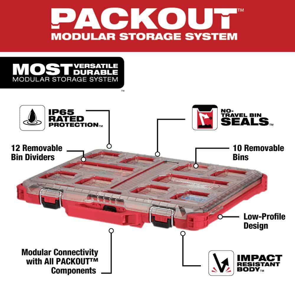 Milwaukee PACKOUT 11-Compartment Low-Profile Impact Resistant Portable Small Parts Organizer