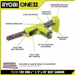 RYOBI ONE+ 18V Cordless 1/2 in. x 18 in. Belt Sander (Tool Only)