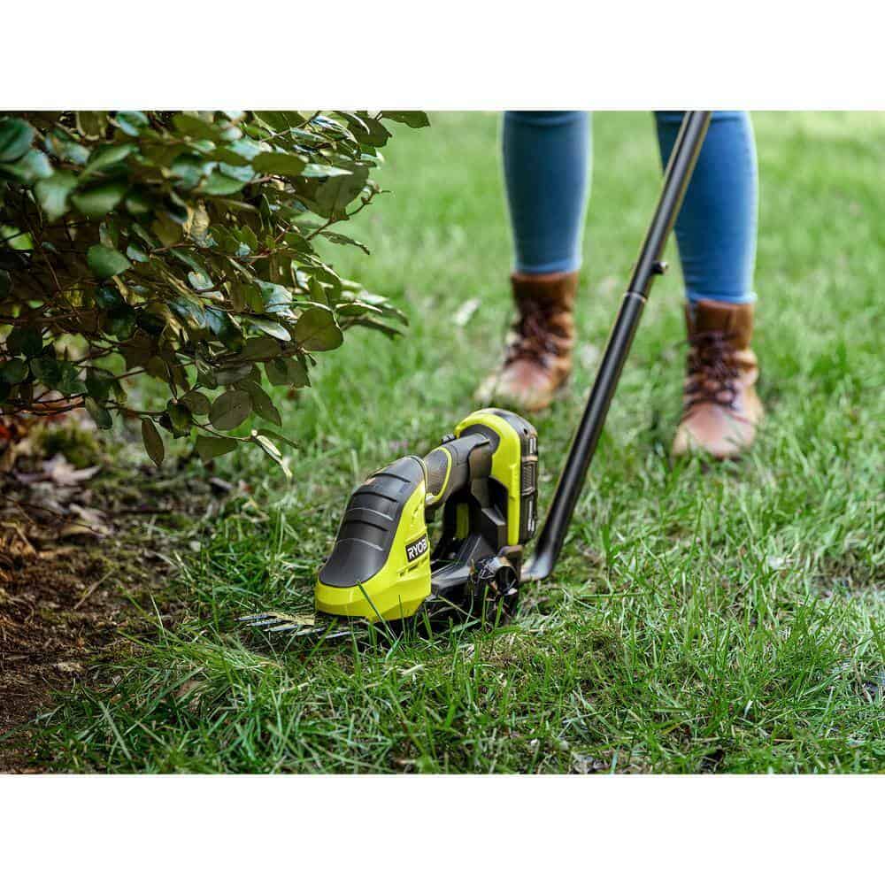 RYOBI ONE+ 18V Cordless Grass Shear and Shrubber Trimmer with Caddy and 2.0 Ah Battery and Charger