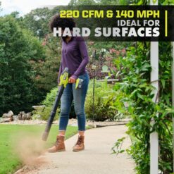 RYOBI ONE+ HP 18V Brushless Cordless 220 CFM 140 MPH Compact Blower with 4.0 Ah Battery & Charger