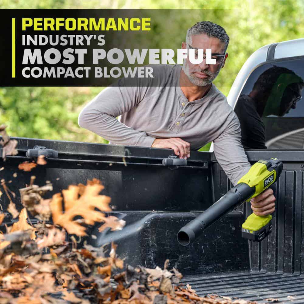 RYOBI ONE+ HP 18V Brushless Cordless 220 CFM 140 MPH Compact Blower with 4.0 Ah Battery & Charger