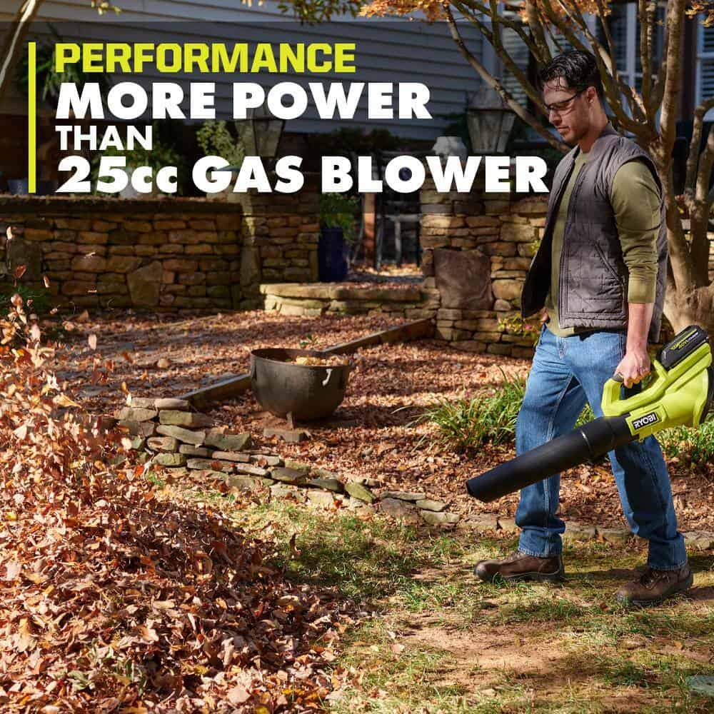 RYOBI 40V 120 MPH 550 CFM Cordless Battery Blower With 4.0 Ah Battery and Charger