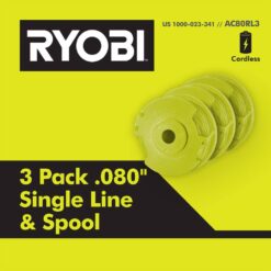 RYOBI ONE+ 18V 13 in. Cordless Battery String Trimmer/Edger with Extra 3-Pack of Spools (Tool Only)