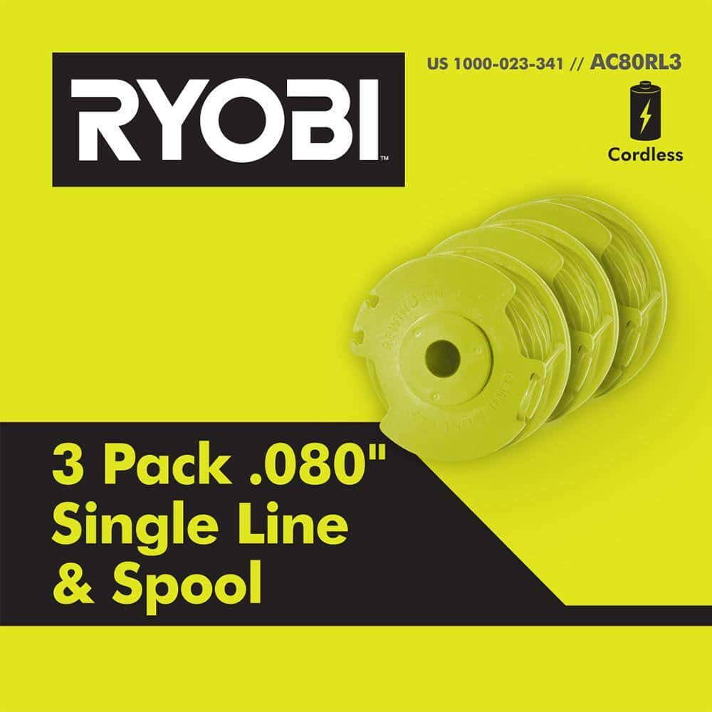 RYOBI ONE+ 18V 13 in. Cordless Battery String Trimmer/Edger with Extra 3-Pack of Spools (Tool Only)