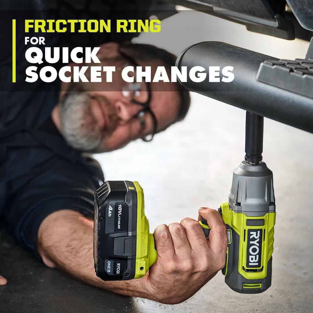 RYOBI ONE+ 18V Cordless 1/2 in. Impact Wrench Kit with 4.0 Ah Battery and Charger