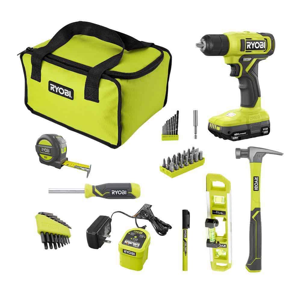 RYOBI ONE+ 18V Cordless 3/8 in. Drill Kit with 1.5 Ah Battery, Charger, and Accessories