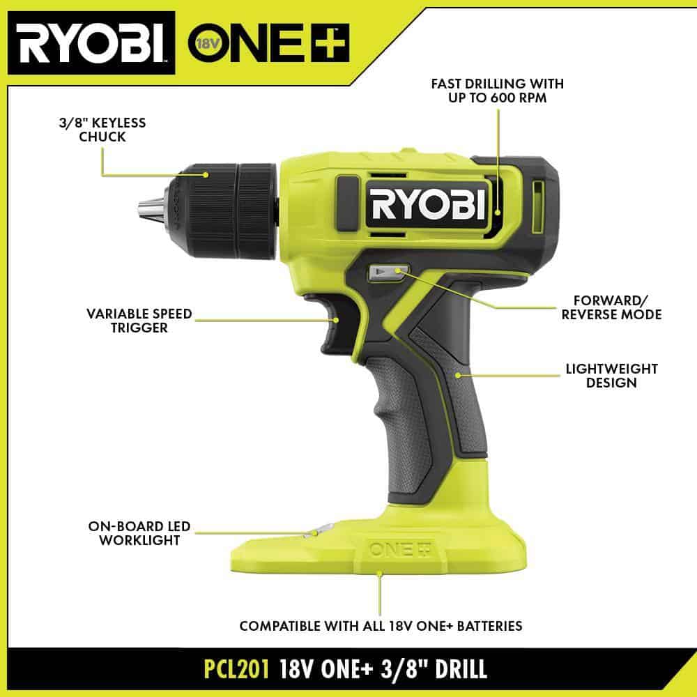 RYOBI ONE+ 18V Cordless 3/8 in. Drill/Driver Kit with 1.5 Ah Battery, Charger, and Drill and Impact Drive Kit (40-Piece)