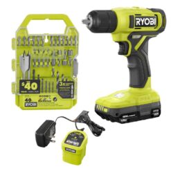 RYOBI ONE+ 18V Cordless 3/8 in. Drill/Driver Kit with 1.5 Ah Battery, Charger, and Drill and Impact Drive Kit (40-Piece)