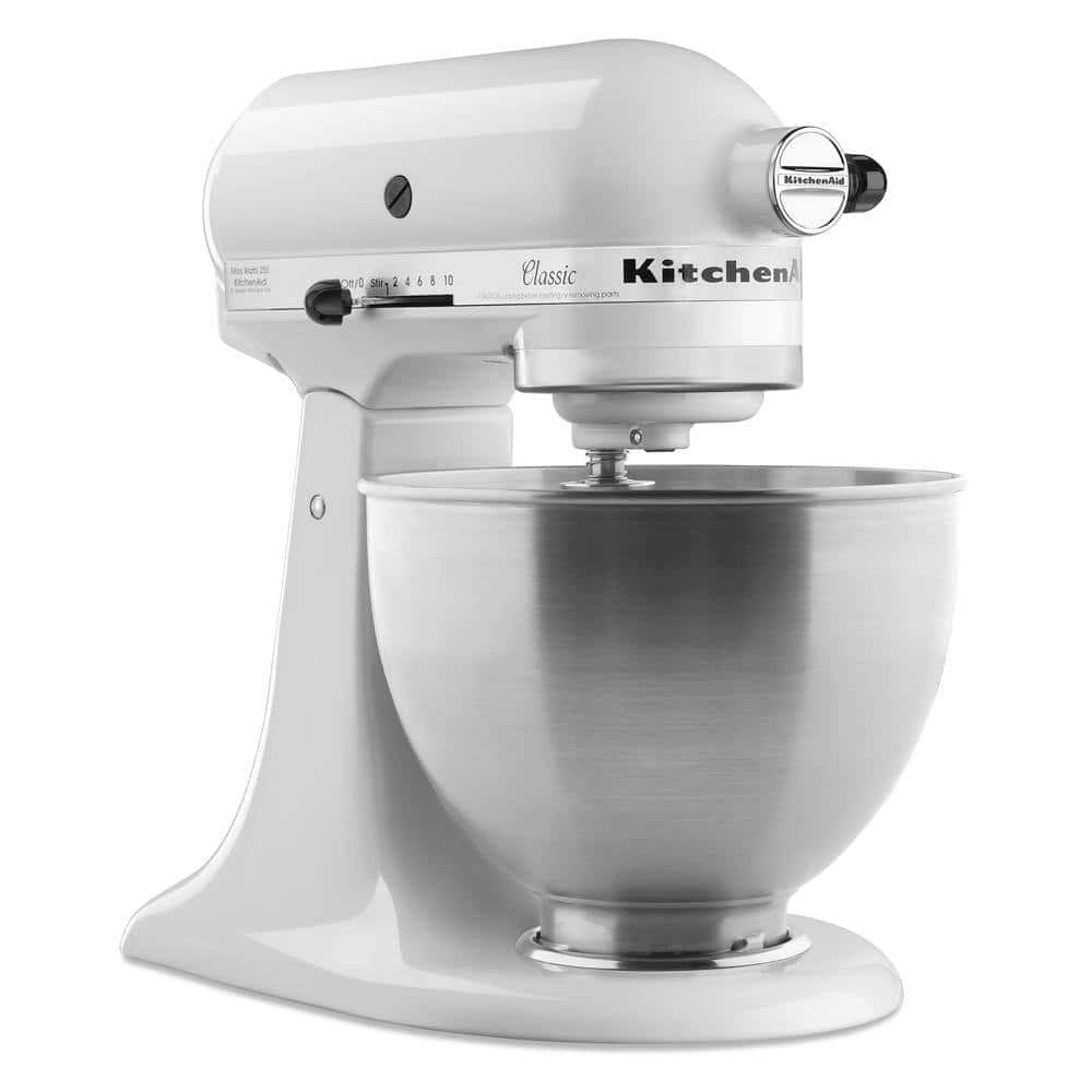KitchenAid Classic Series 4.5 Qt. 10-Speed White Stand Mixer with Tilt-Head