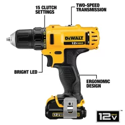 DEWALT DCD710S2 12-volt Max 3/8-in Keyless Cordless Drill (2-Batteries Included, Charger Included and Soft Bag included)