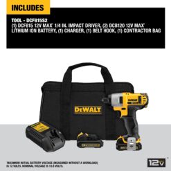 DEWALT 12-volt Max Cordless Impact Driver (Battery and Charger Included with Soft Bag)