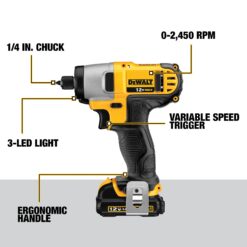 DEWALT 12-volt Max Cordless Impact Driver (Battery and Charger Included with Soft Bag)